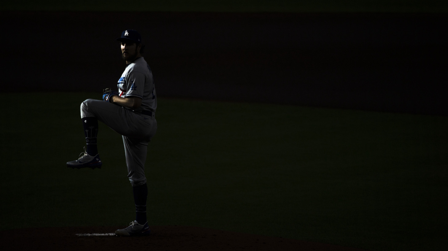 Trevor Bauer of the Los Angeles Dodgers winds up to pitch during the first inning against the Houston Astros at Minute Maid Park on May 26, 2021 in Houston, Texas.