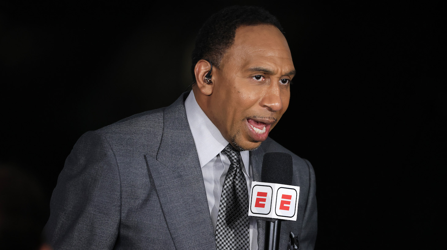 MILWAUKEE, WISCONSIN - JULY 11: ESPN analyst Stephen A. Smith during Game Three of the NBA Finals between the Milwaukee Bucks and the Phoenix Suns at Fiserv Forum on July 11, 2021 in Milwaukee, Wisconsin. NOTE TO USER: User expressly acknowledges and agrees that, by downloading and or using this photograph, User is consenting to the terms and conditions of the Getty Images License Agreement. (Photo by Justin Casterline/Getty Images)