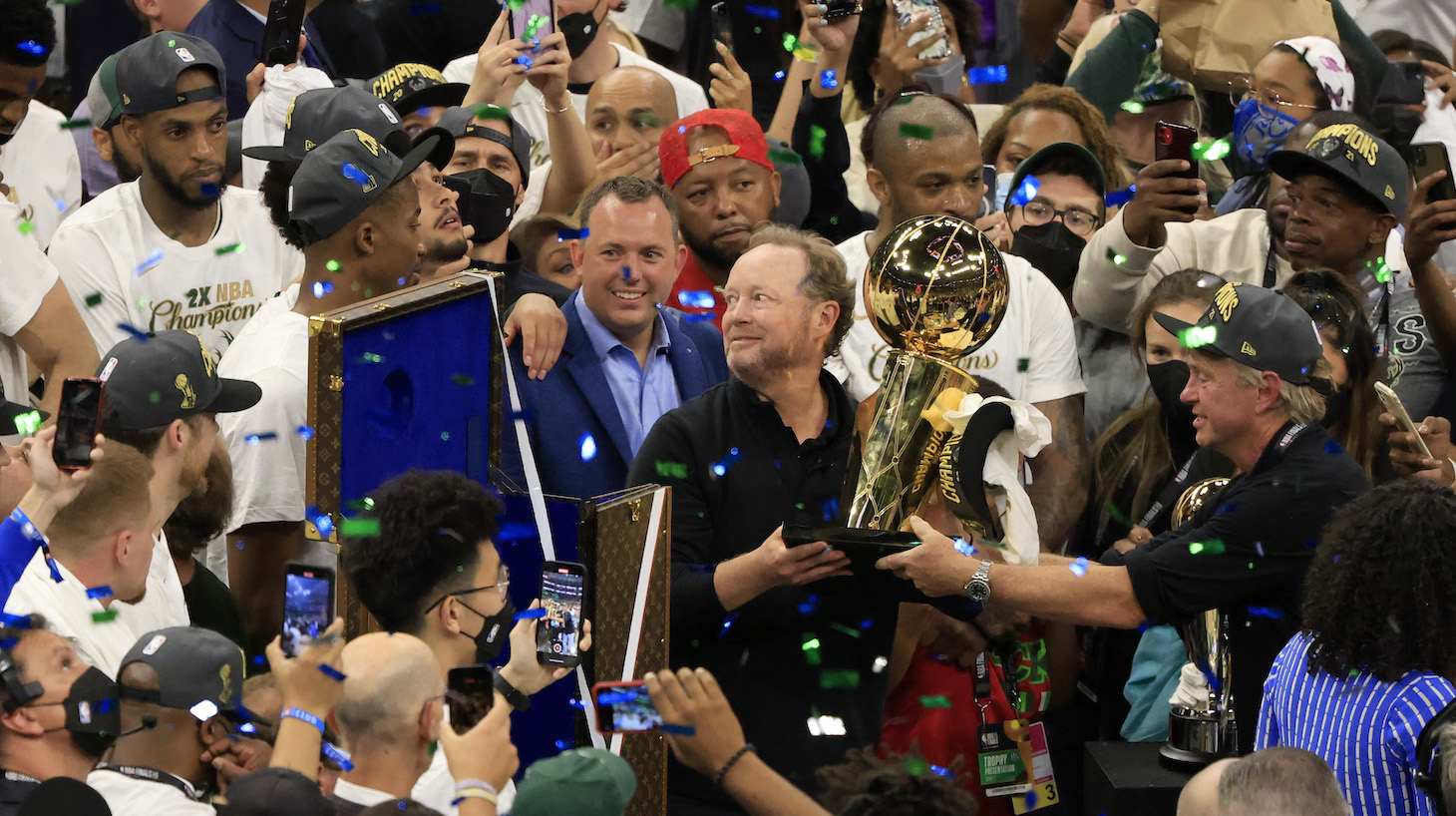 MILWAUKEE, WISCONSIN - JULY 20: Head coach Mike Budenholzer of the Milwaukee Bucks celebrates after defeating the Phoenix Suns in Game Six to win the 2021 NBA Finals at Fiserv Forum on July 20, 2021 in Milwaukee, Wisconsin. NOTE TO USER: User expressly acknowledges and agrees that, by downloading and or using this photograph, User is consenting to the terms and conditions of the Getty Images License Agreement. (Photo by Justin Casterline/Getty Images)