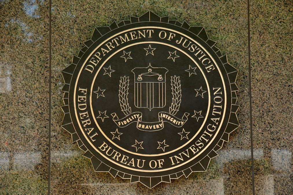The FBI seal is seen outside the headquarters building in Washington, DC on July 5, 2016.
