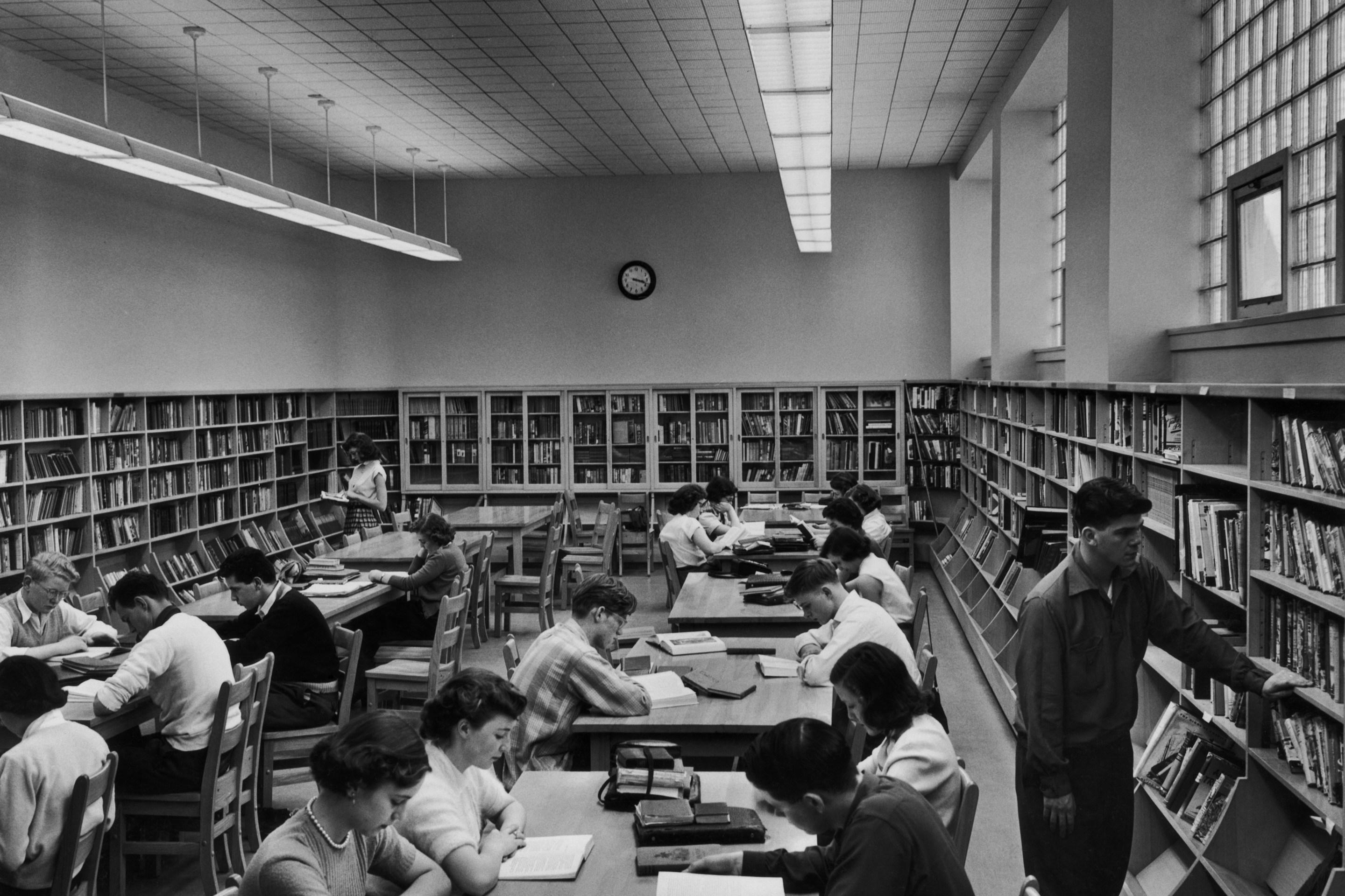 Pupils in the library at Fisher Park High School, Ottawa, circa 1955.
