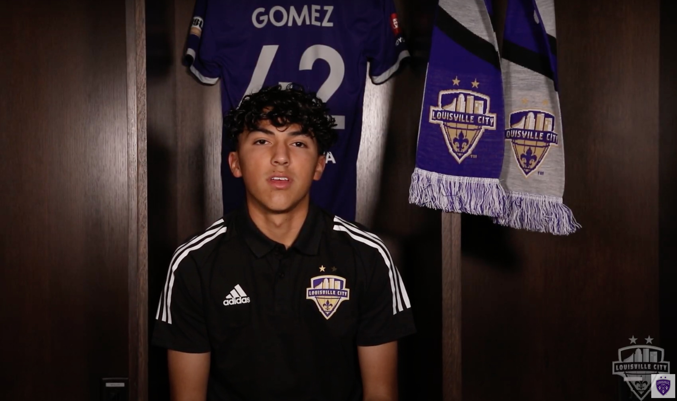 Gomez introducing himself to Louisville City fans last year.