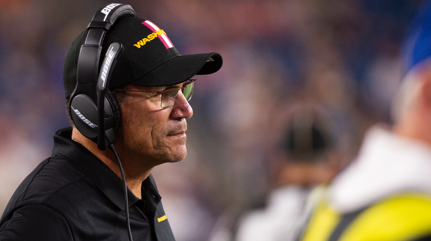 FOXBOROUGH, MA - AUGUST 12: Washington Football Team head coach Ron Rivera in the second half against the New England Patriots at Gillette Stadium on August 12, 2021 in Foxborough, Massachusetts. (Photo by Kathryn Riley/Getty Images)