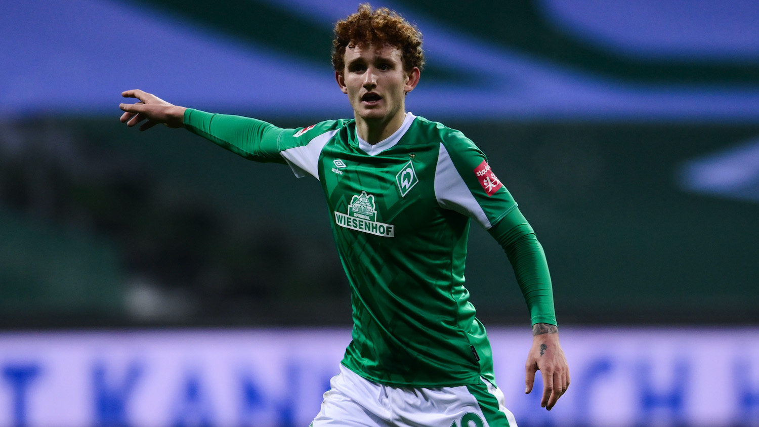 BREMEN, GERMANY - DECEMBER 06: Josh Sargent of SV Werder Bremen reacts during the Bundesliga match between SV Werder Bremen and VfB Stuttgart at Wohninvest Weserstadion on December 06, 2020 in Bremen, Germany. (Photo by Oliver Hardt/Getty Images)