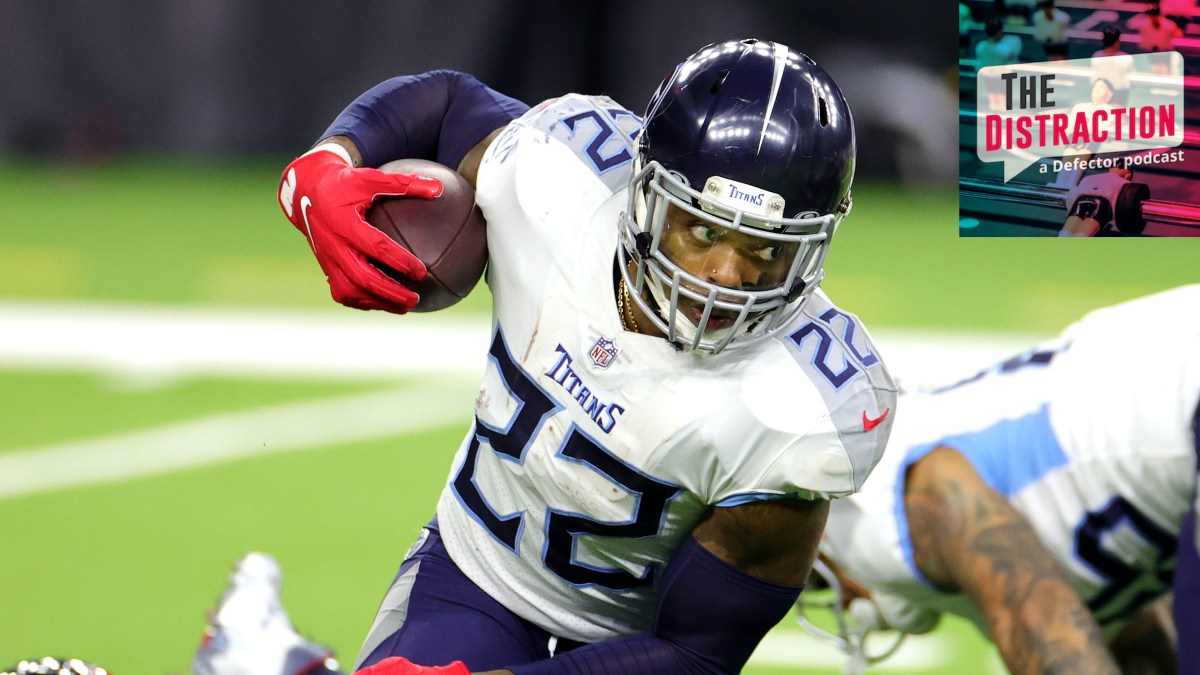 Tennessee Titans star Derrick Henry rushes against the Houston Texans at the end of the last NFL season.