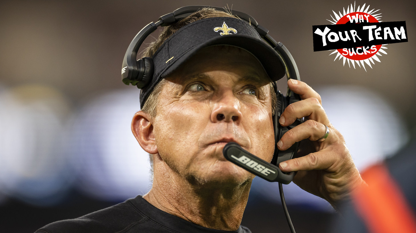BALTIMORE, MD - AUGUST 14: Head coach Sean Payton of the New Orleans Saints looks on during the first half of a preseason game against the Baltimore Ravens at M&T Bank Stadium on August 14, 2021 in Baltimore, Maryland. (Photo by Scott Taetsch/Getty Images)