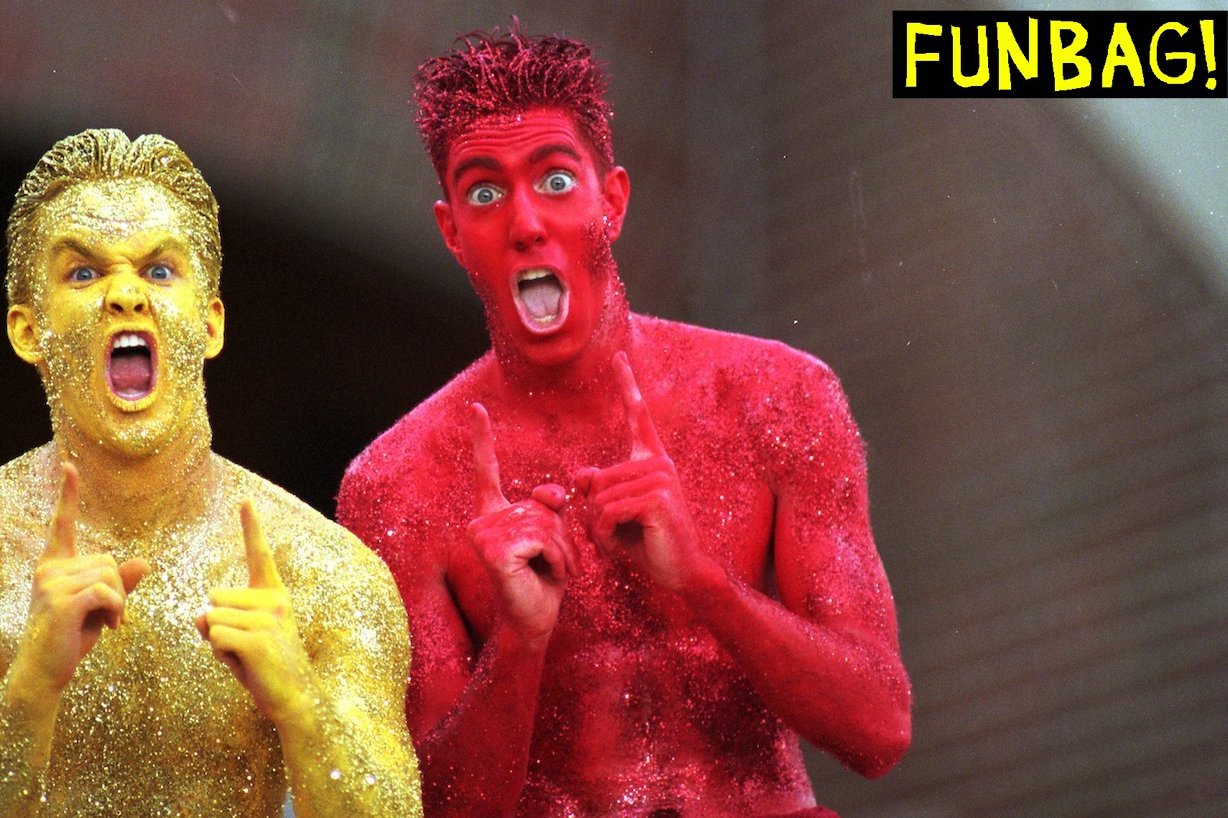 28 Aug 1999:A view of two fans of the Florida State Seminoles who paint their bodies in the school colors for support during the game against the Louisiana Tech Bulldogs at the Doak Campbell Stadium in Tallahasse, Florida. The Seminoles defeated the Bulldogs 41-7. Mandatory Credit: Scott Halleran /Allsport