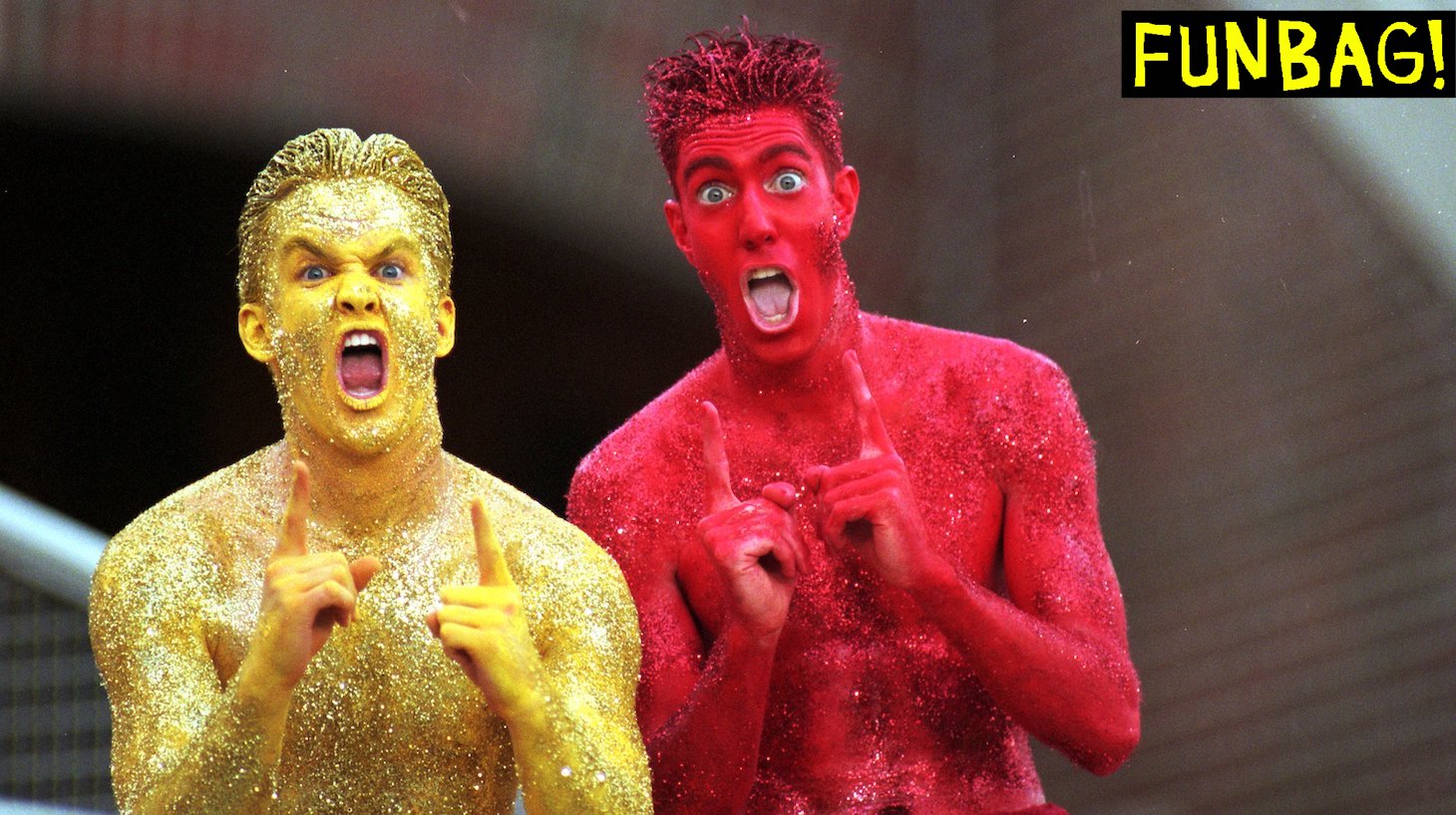 28 Aug 1999:A view of two fans of the Florida State Seminoles who paint their bodies in the school colors for support during the game against the Louisiana Tech Bulldogs at the Doak Campbell Stadium in Tallahasse, Florida. The Seminoles defeated the Bulldogs 41-7. Mandatory Credit: Scott Halleran /Allsport