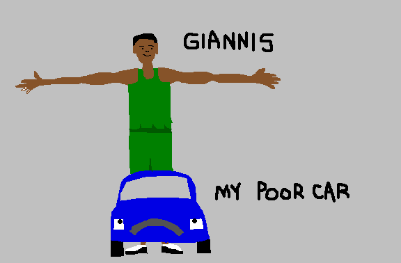 Figure 2: A highly scientific drawing of Giannis's size relative to my puny car.