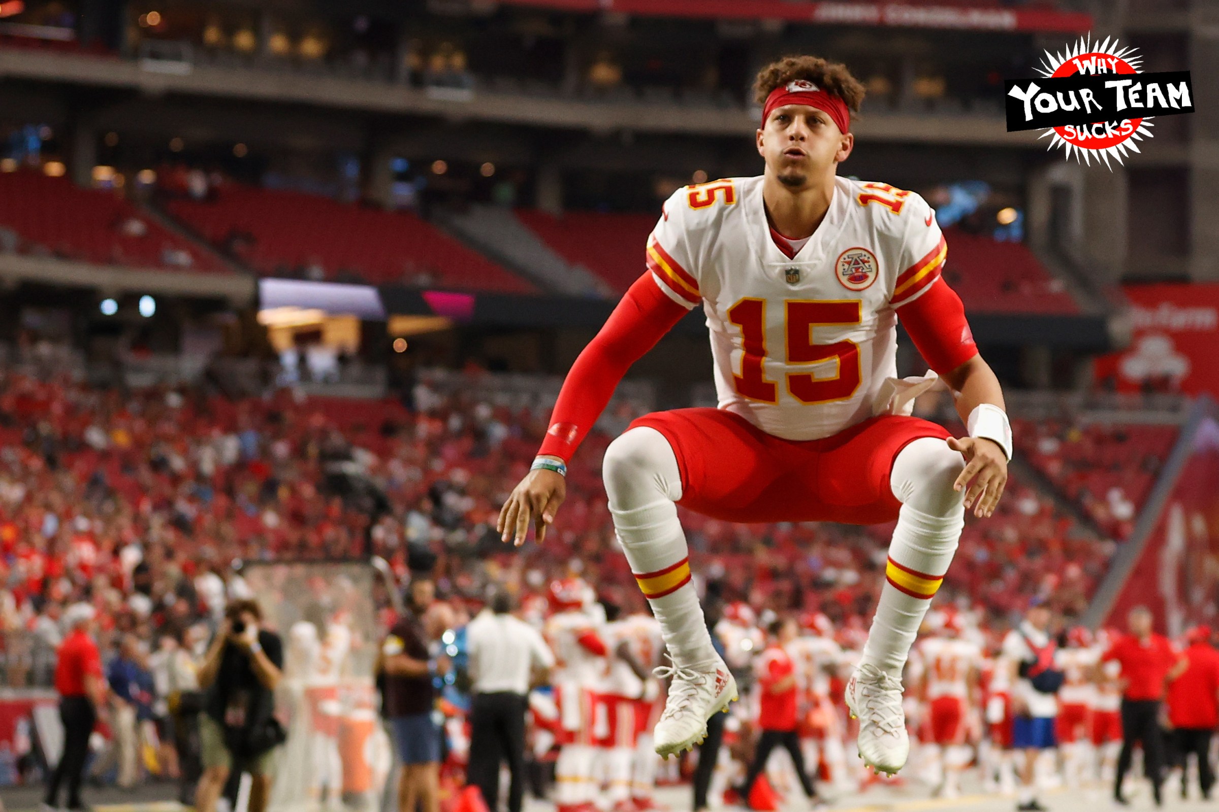 GLENDALE, ARIZONA - AUGUST 20: Quarterback Patrick Mahomes #15 of the Kansas City Chiefs warms up before the NFL preseason game against the Arizona Cardinals at State Farm Stadium on August 20, 2021 in Glendale, Arizona. (Photo by Christian Petersen/Getty Images)