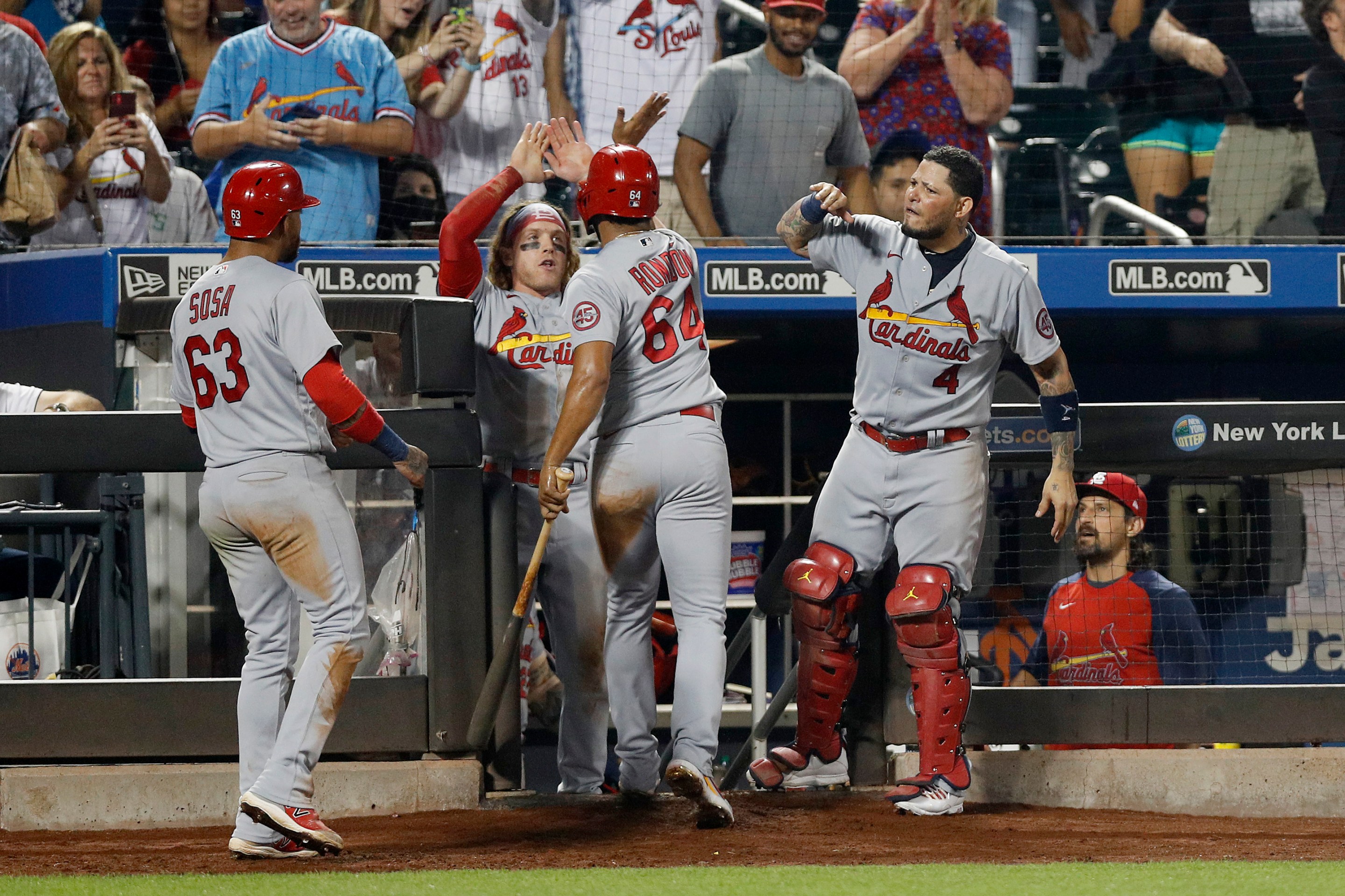 The Cardinals celebrate after scoring