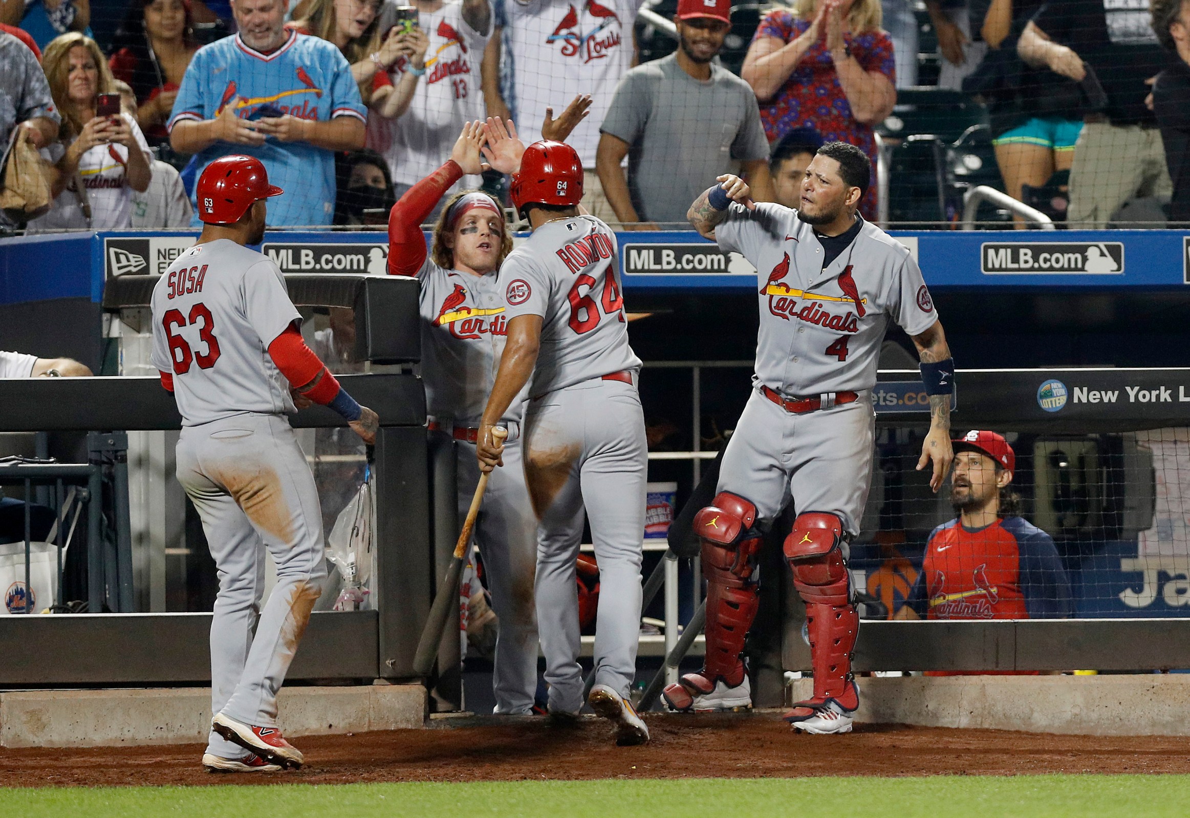The Cardinals celebrate after scoring
