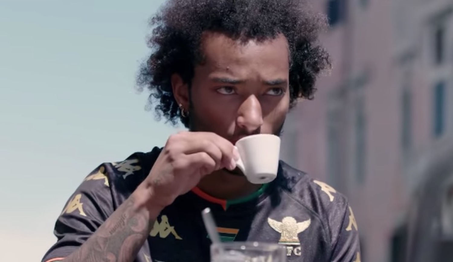 Busio sips on an espresso after joining Venezia.