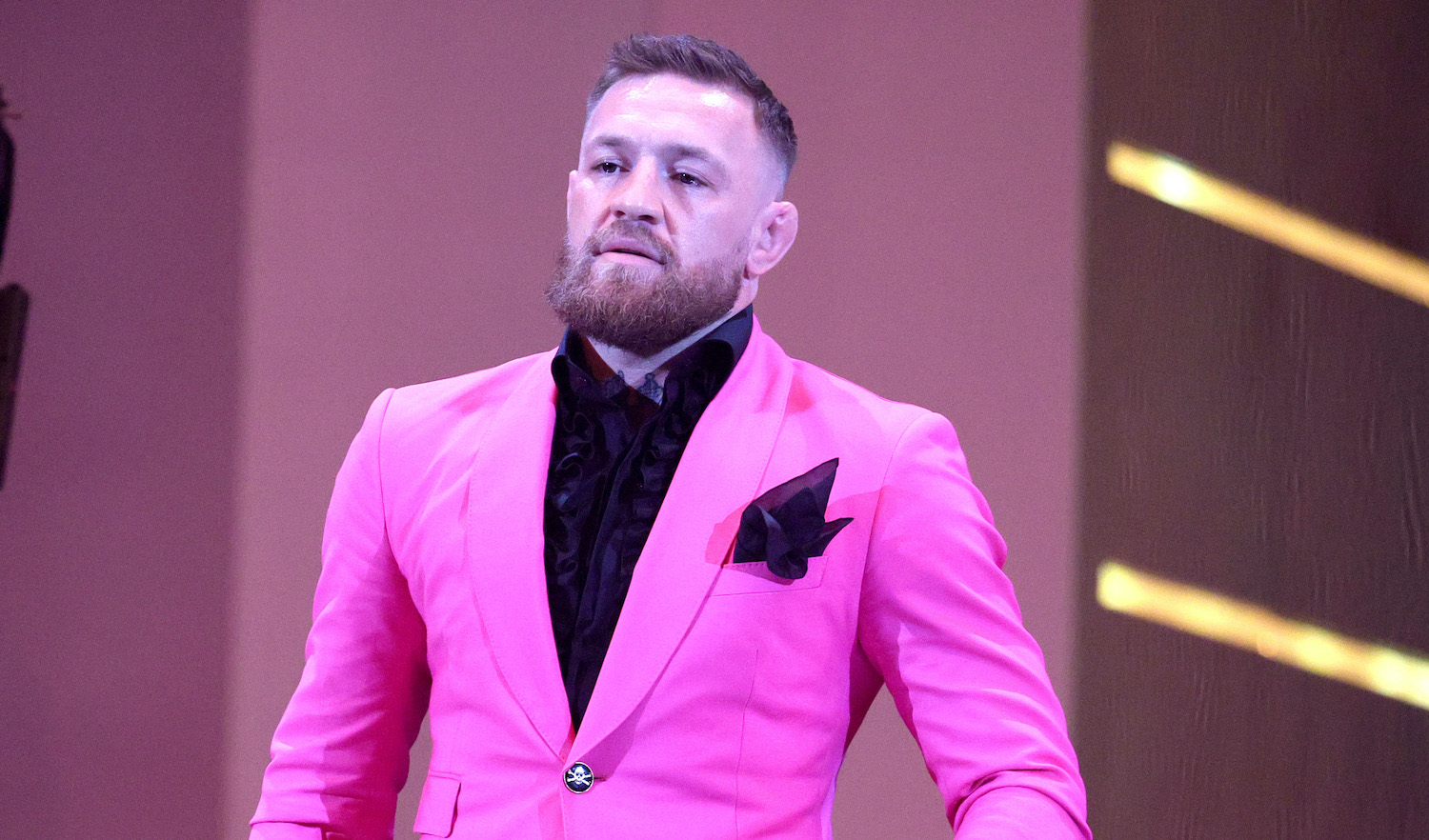 NEW YORK, NEW YORK - SEPTEMBER 12: Conor McGregor speaks onstage during the 2021 MTV Video Music Awards at Barclays Center on September 12, 2021 in the Brooklyn borough of New York City. (Photo by Theo Wargo/Getty Images for MTV/ViacomCBS)