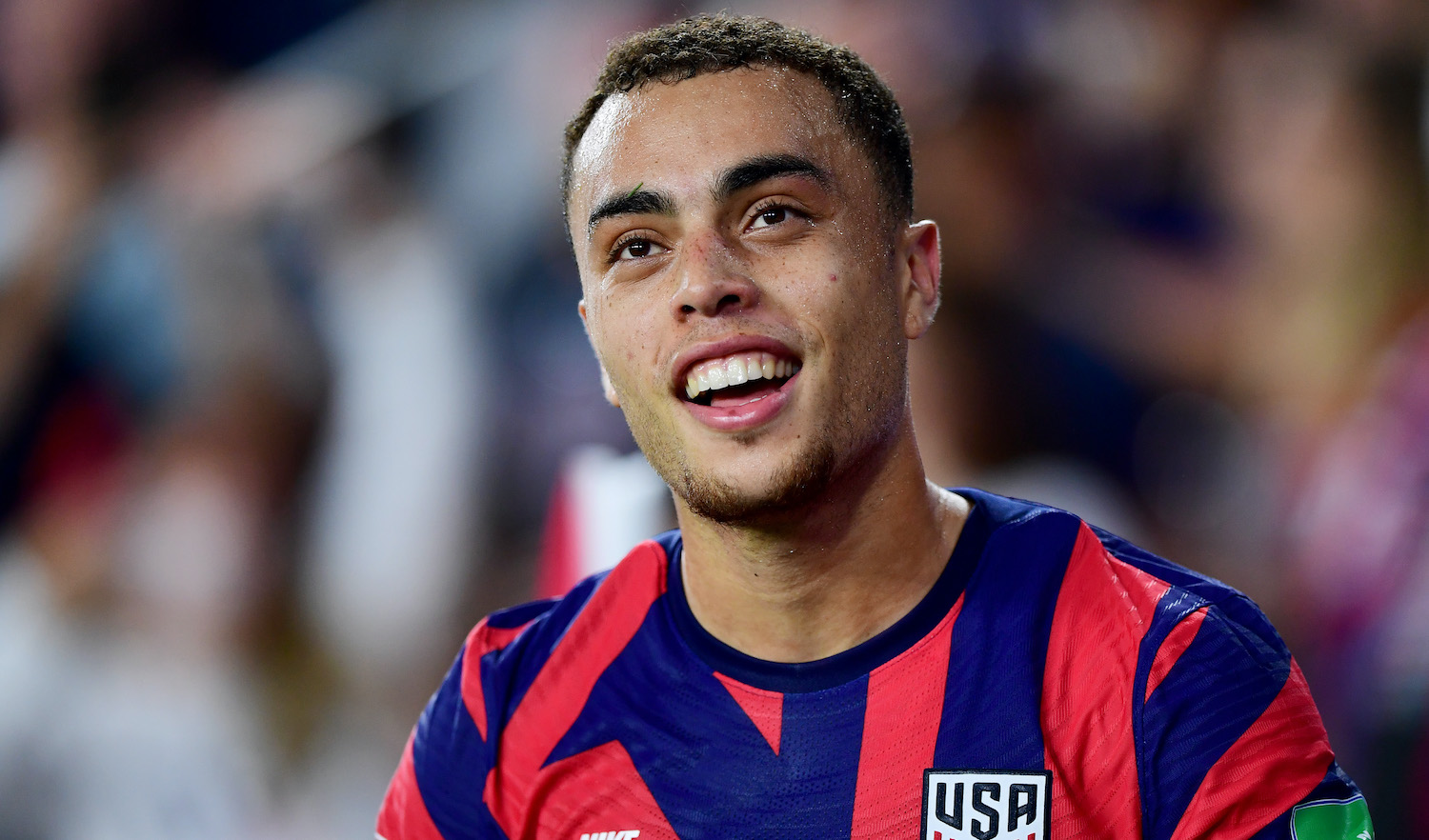 COLUMBUS, OHIO - OCTOBER 13: Sergiño Dest #2 of the United States reacts as he is substituted out of the game during the second half of a 2022 World Cup Qualifying match against Costa Rica at Lower.com Field on October 13, 2021 in Columbus, Ohio. (Photo by Emilee Chinn/Getty Images)