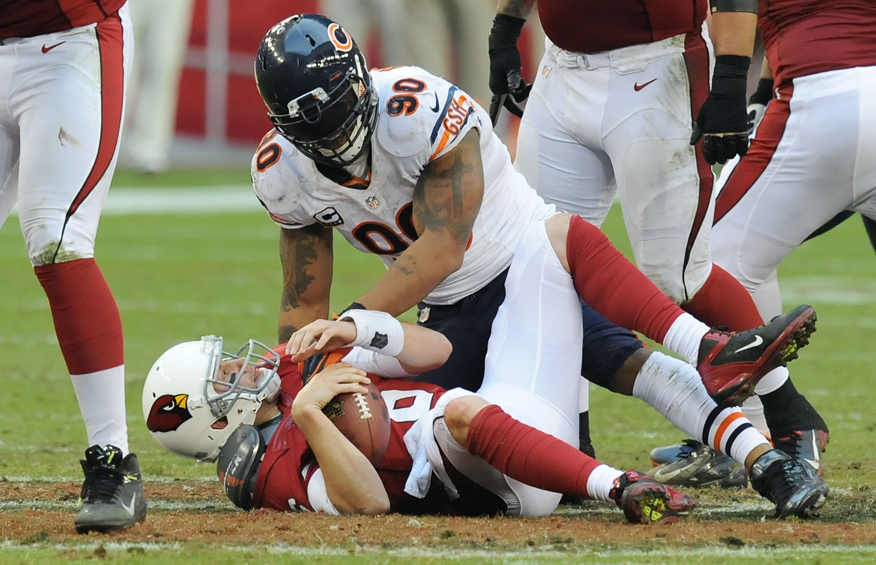 Brian Hoyer gets sacked by Julius Peppers.