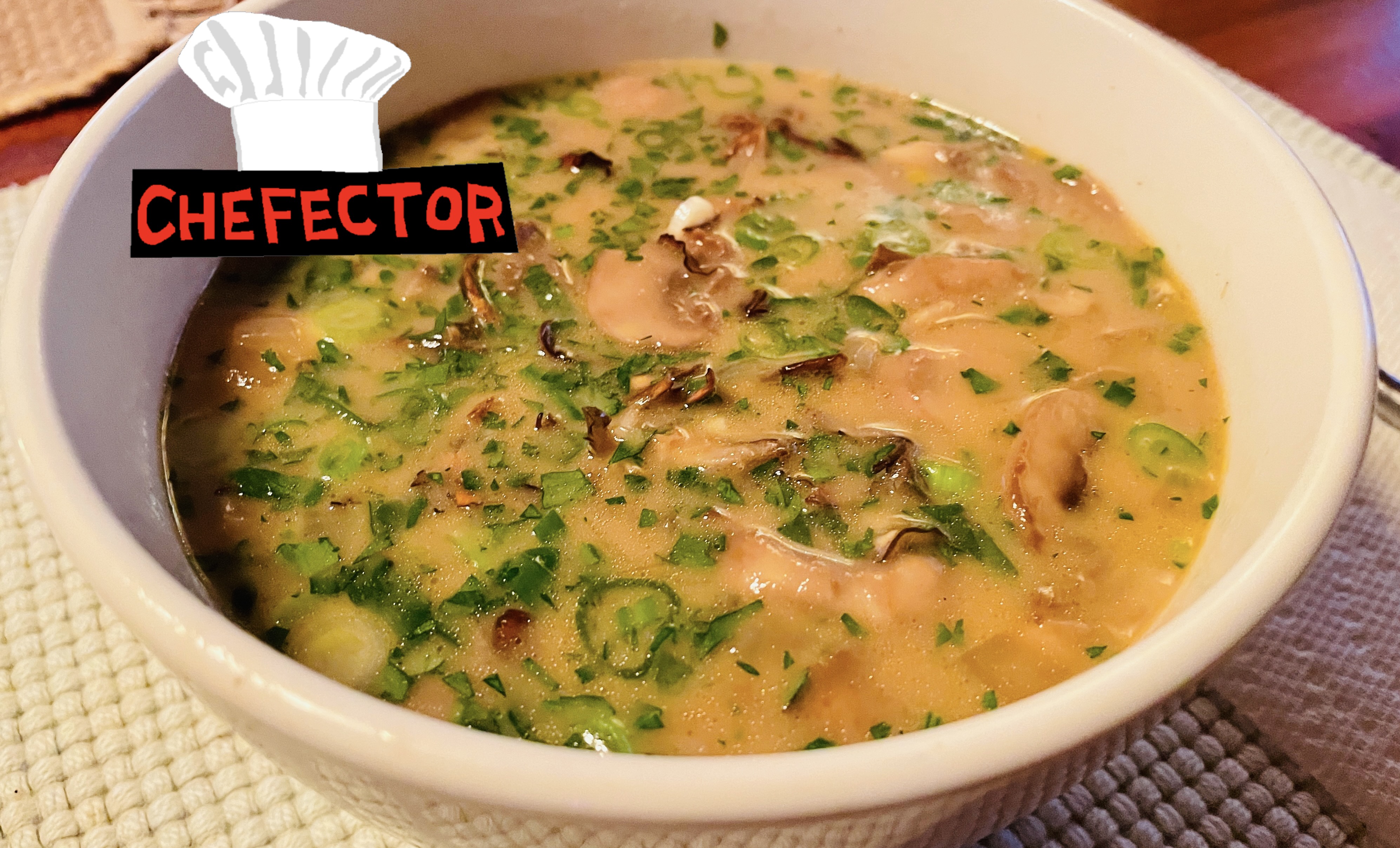A bowl of mushroom soup that tasted better than it photographed
