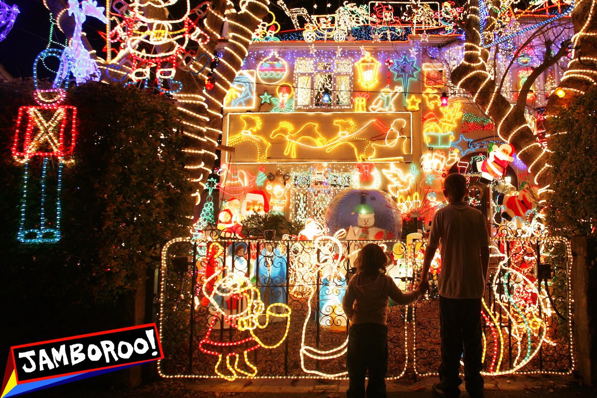 MELKSHAM, UNITED KINGDOM - DECEMBER 01: Children look at the Christmas lights displayed on a house on December 1, 2008 in Melksham, England. The householder Alex Goodwind - who says he does it to raise money for charity after his mother died a few years ago - starts planning lights in July and has spent 3,000 GBP this year alone on the lights that are now estimated to be worth 30,000 GBP. Last year the bill for electricity was 700 GBP and the house had to have an uprated electricity supply installed to cope with the additional power needed. Donations from visitors to the spectacle raised over 2,000 GBP to local hospice Dorothy House. (Photo by Matt Cardy/Getty Images)