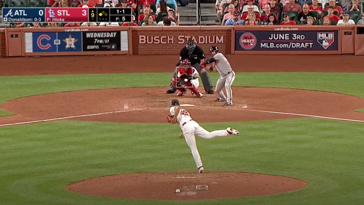 The K-Zone featured in MLB broadcasts, seen here during a 2019 Cardinals/Braves game.