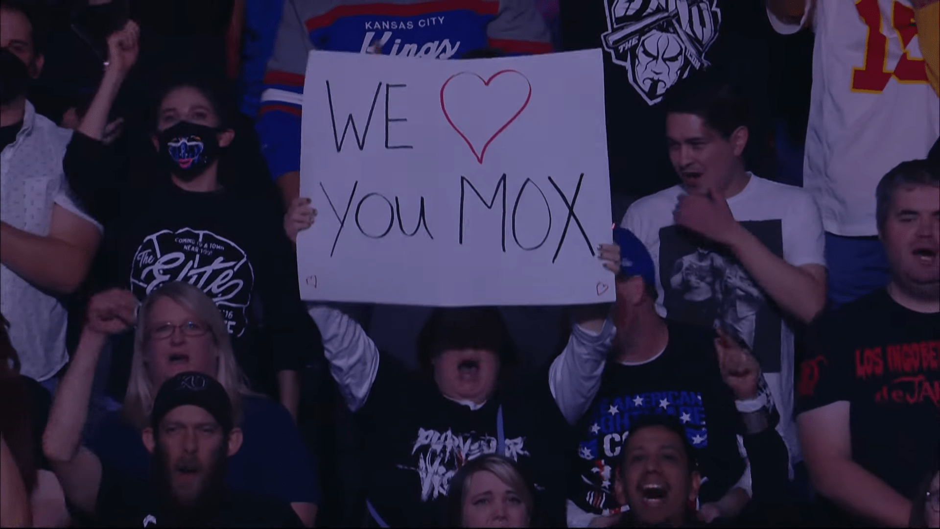 AEW fan with sign supporting Jon Moxley