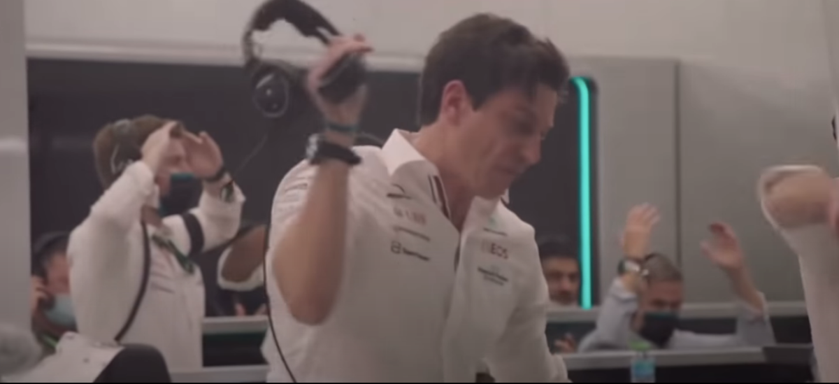 Toto Wolff of Mercedes prepares to chuck his headset, hard.