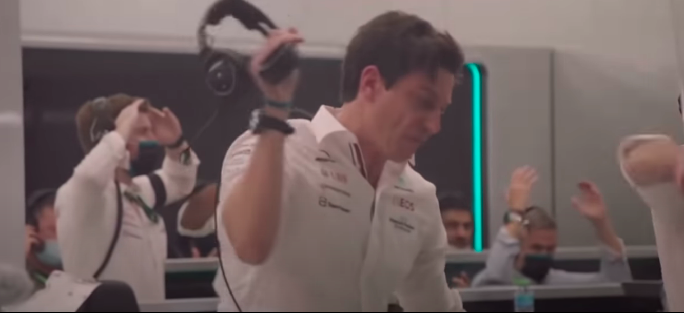 Toto Wolff of Mercedes prepares to chuck his headset, hard.