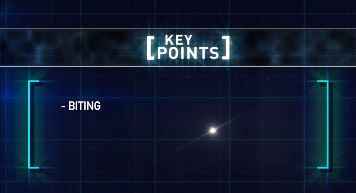 Screenshot from DoPS video showing "Key Points: Biting"