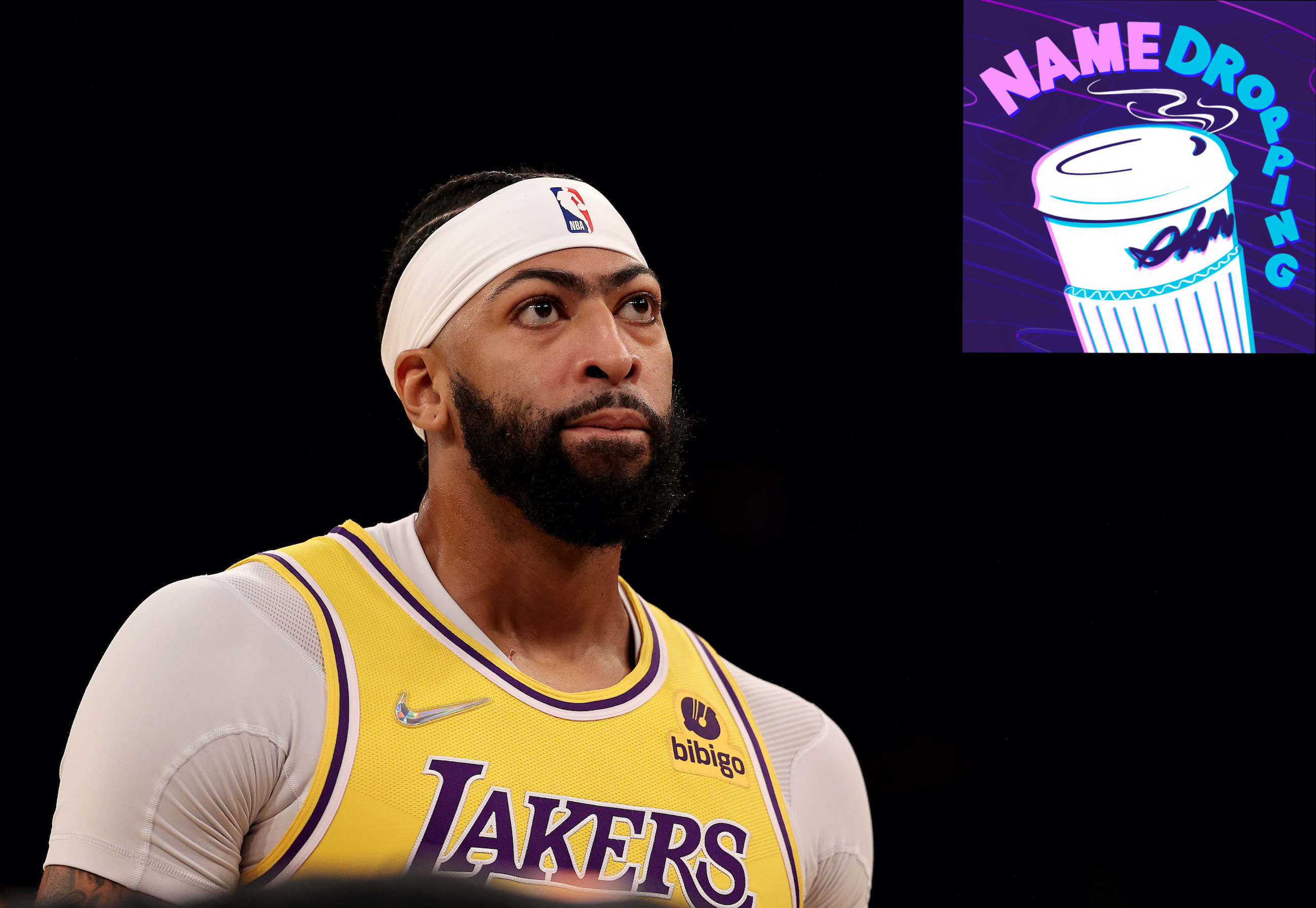 Anthony Davis #3 of the Los Angeles Lakers walks back to the bench in the first half against the New York Knicks at Madison Square Garden on November 23, 2021 in New York City.