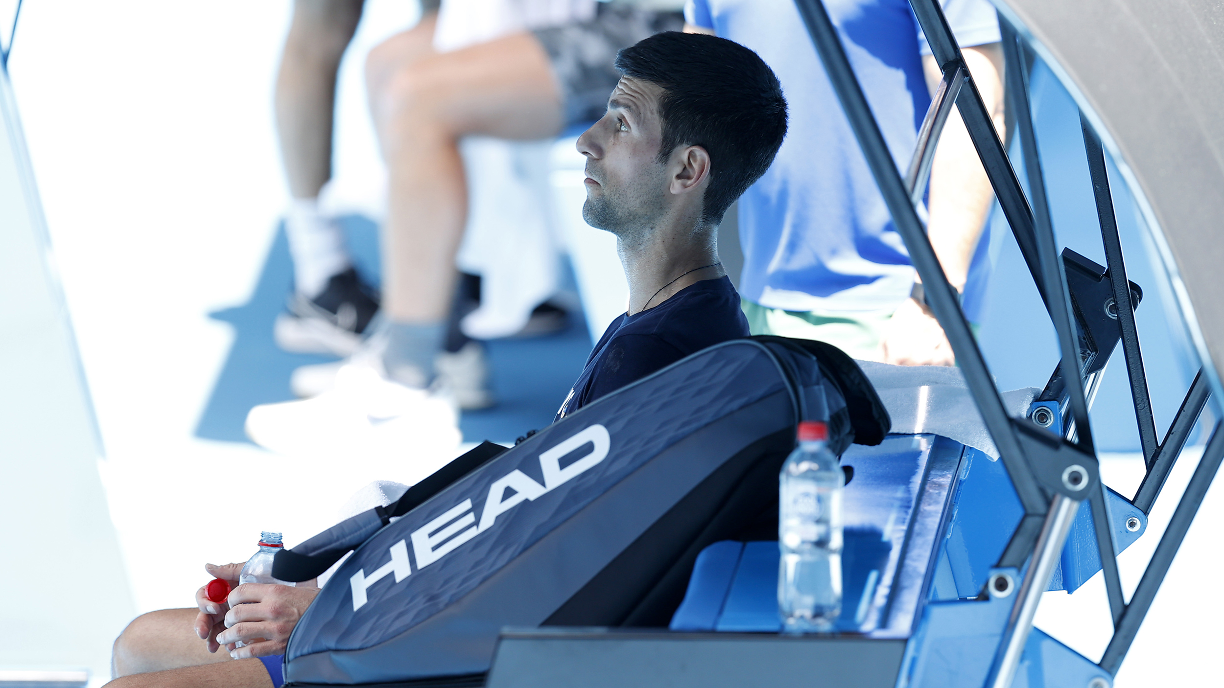 Novak Djokovic of Serbia is seen during a practice session ahead of the 2022 Australian Open at Melbourne Park on January 12, 2022 in Melbourne, Australia.