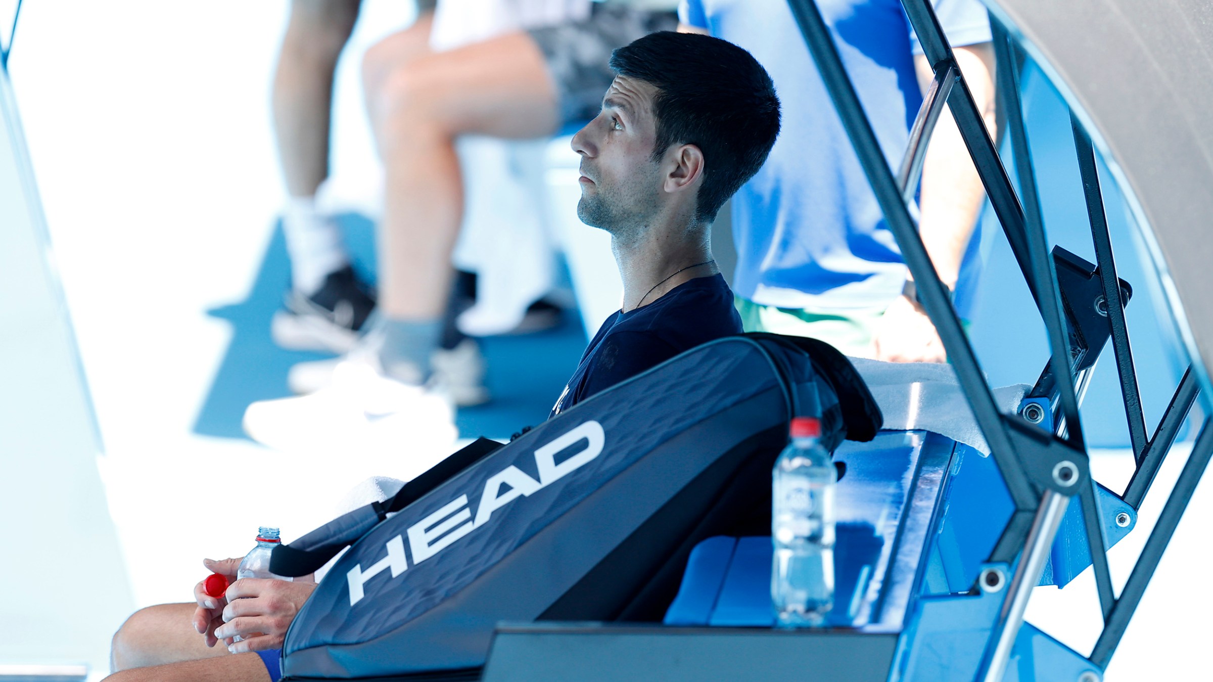 Novak Djokovic of Serbia is seen during a practice session ahead of the 2022 Australian Open at Melbourne Park on January 12, 2022 in Melbourne, Australia.