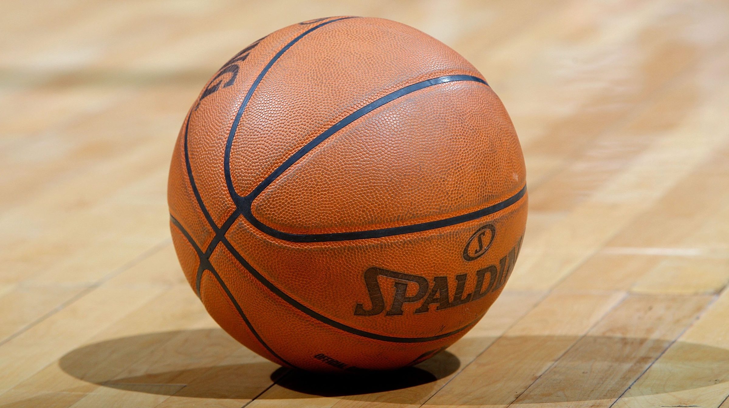 A Spalding ball sits on the court during the game between the Atlanta Hawks and the Houston Rockets at Philips Arena on November 20, 2009 in Atlanta, Georgia.
