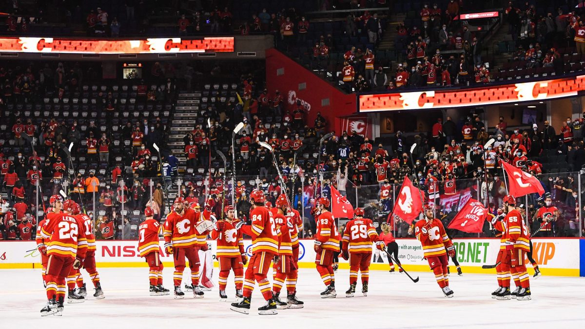 Calgary Flames salute the crowd