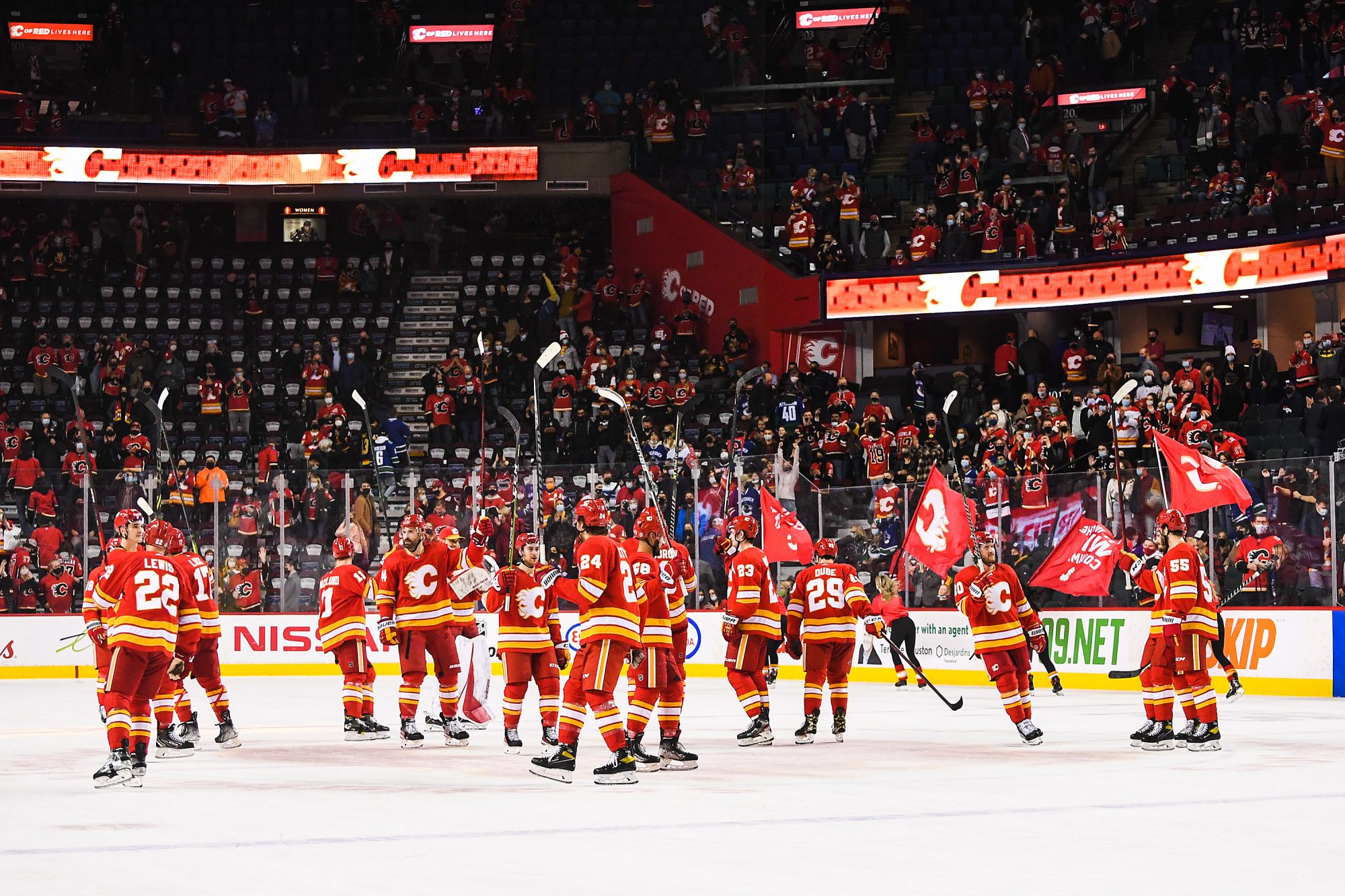 Calgary Flames salute the crowd