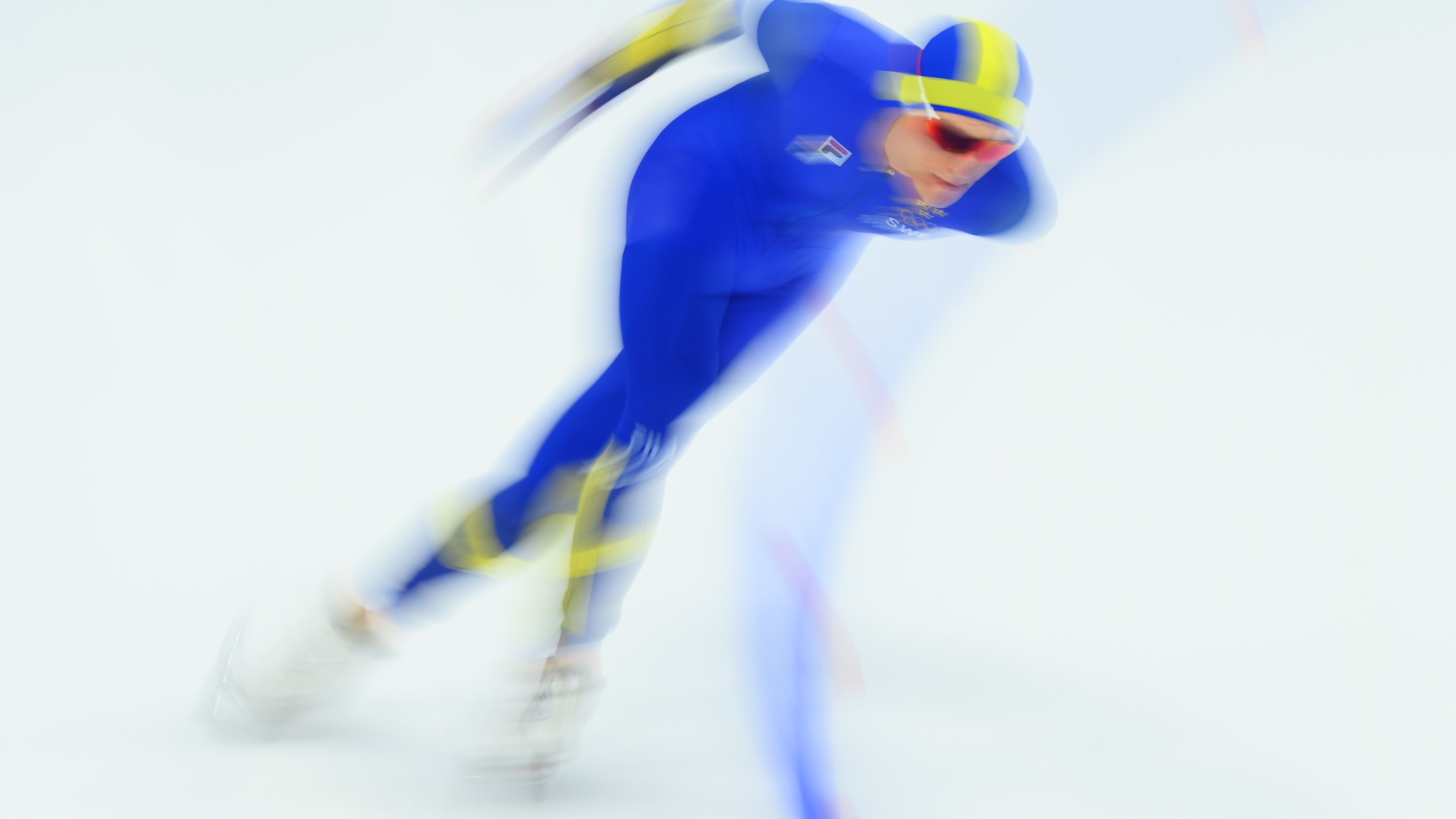 Nils van der Poel of Team Sweden skates on the way to winning the Gold medal and setting a new Olympic record time of 6:08.84 during the Men's 5000m on day two of the Beijing 2022 Winter Olympic Games at National Speed Skating Oval on February 06, 2022 in Beijing, China.