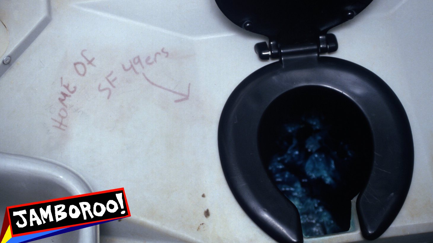 23 Jul 1995: A view inside a port-a-potty that implies the toilet as the home of the San Francisco 49ers at the Dallas Cowboys training Camp in Austin, Texas. Mandatory Credit: Stephen Dunn/ALLSPORT