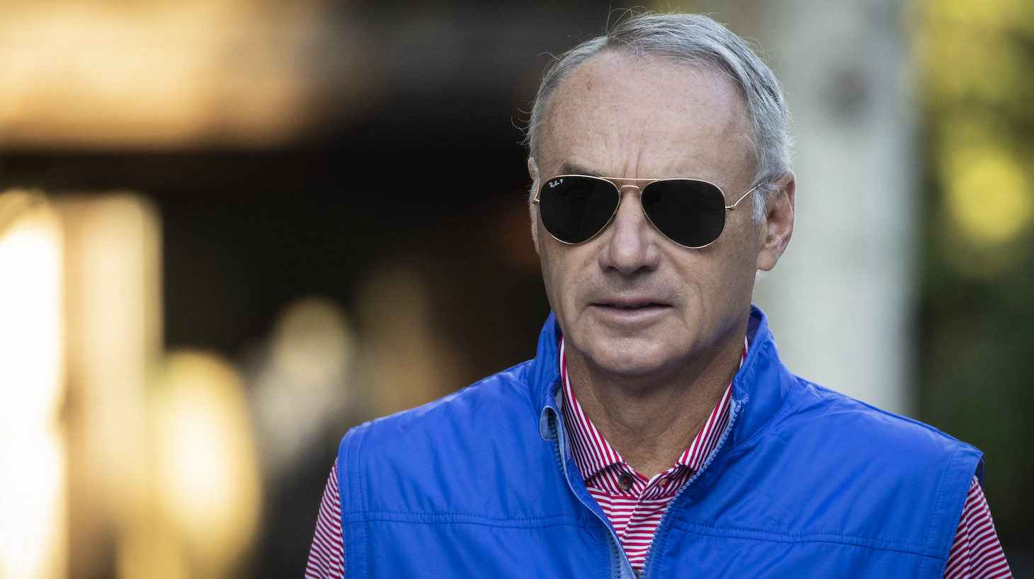 SUN VALLEY, ID - JULY 12: Rob Manfred, commissioner of Major League Baseball (MLB), attends the annual Allen & Company Sun Valley Conference, July 12, 2019 in Sun Valley, Idaho. Every July, some of the world's most wealthy and powerful businesspeople from the media, finance, and technology spheres converge at the Sun Valley Resort for the exclusive weeklong conference. (Photo by Drew Angerer/Getty Images)