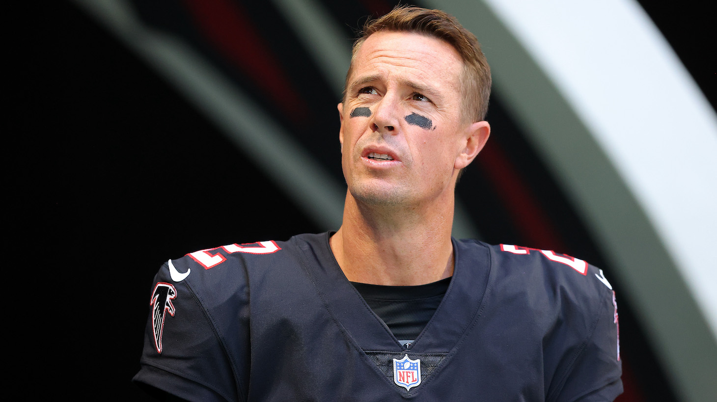 ATLANTA, GEORGIA - DECEMBER 26: Matt Ryan #2 of the Atlanta Falcons looks on during warm-up before the game against the Detroit Lions at Mercedes-Benz Stadium on December 26, 2021 in Atlanta, Georgia. (Photo by Todd Kirkland/Getty Images)