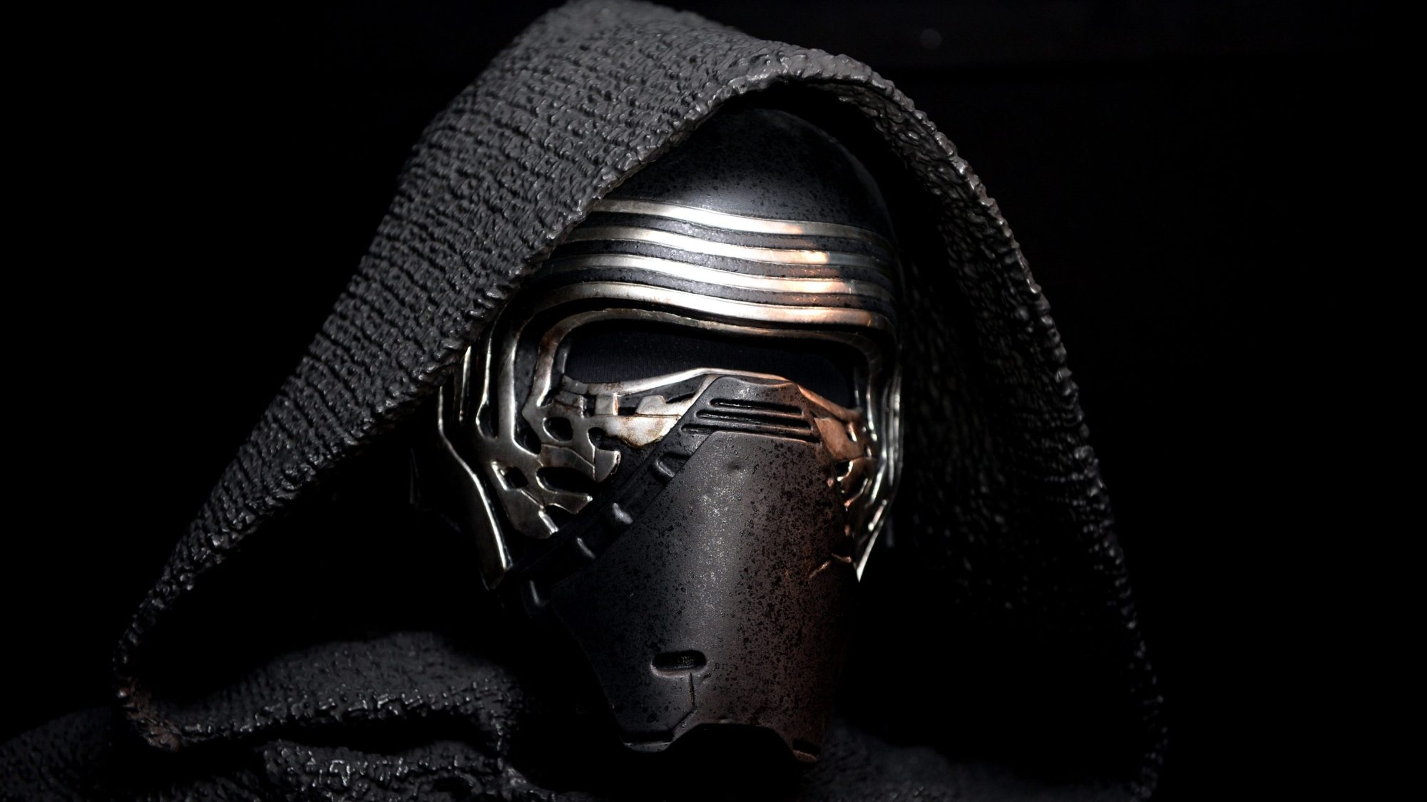 An extreme closeup of Kylo Ren