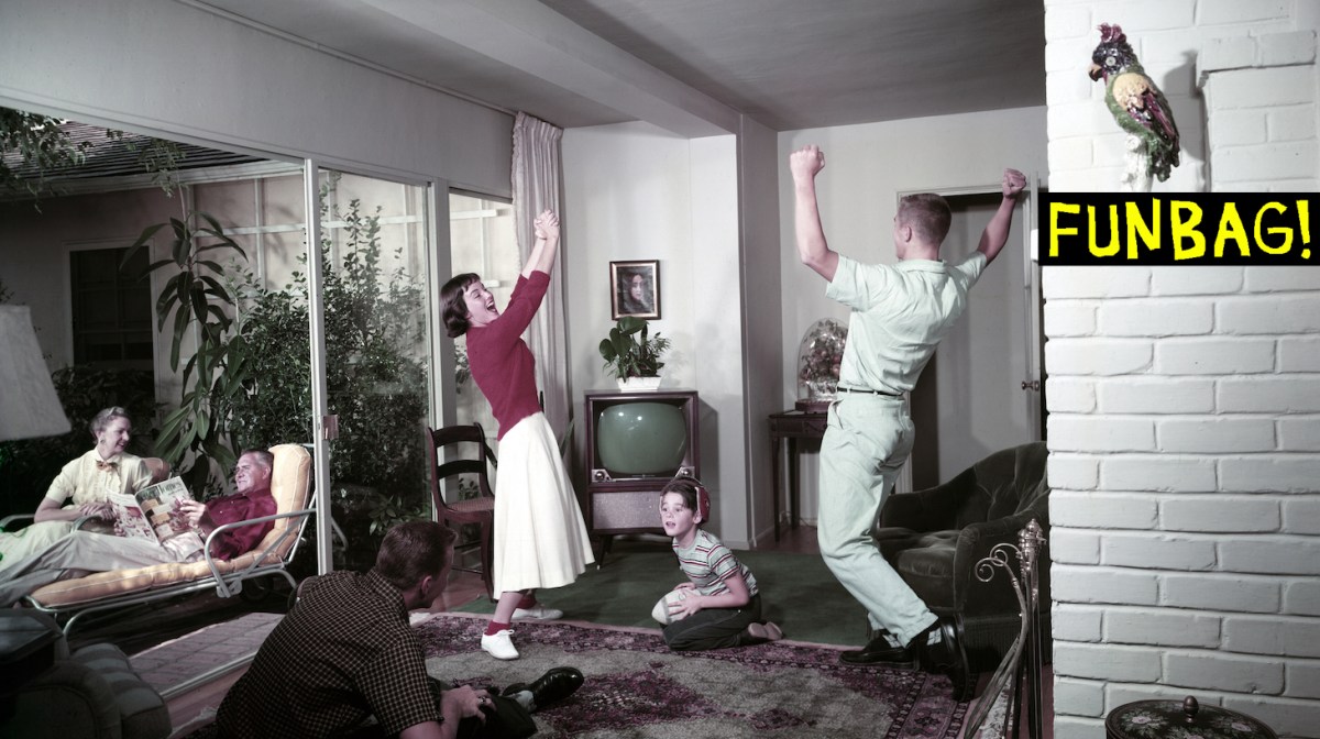couple dancing in living room / vintage