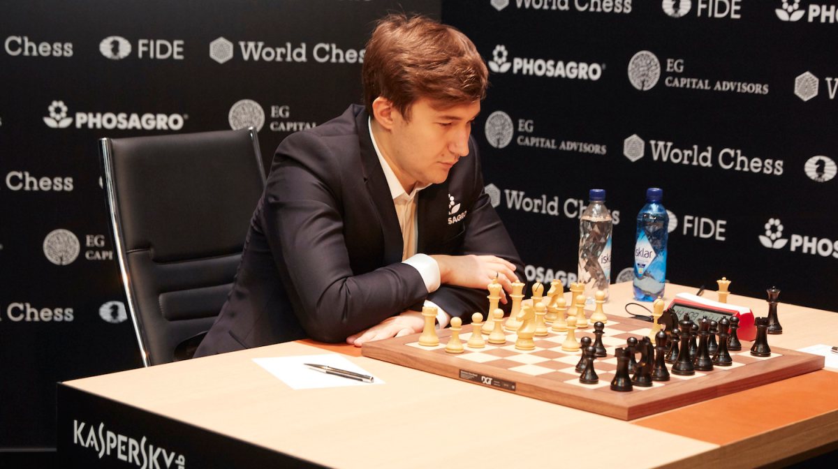 BERLIN, GERMANY - MARCH 10: Sergei Karjakin is seen playing the first round at the First Move Ceremony during the World Chess Tournament on March 10, 2018 in Berlin, Germany. (Photo by Sebastian Reuter/Getty Images for World Chess)