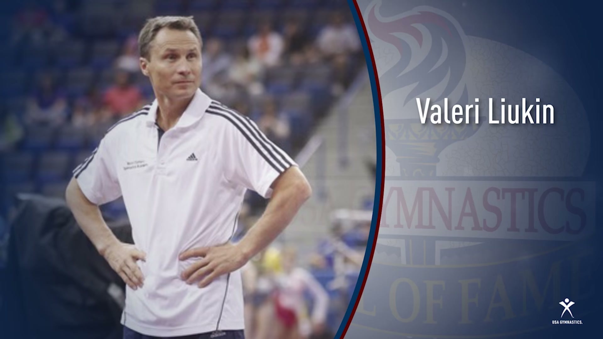An image of Valeri Liukin. He is standing with his hands on his hips.