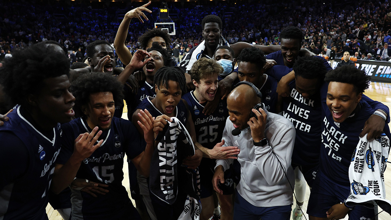 Saint Peter's Celebrates after victory