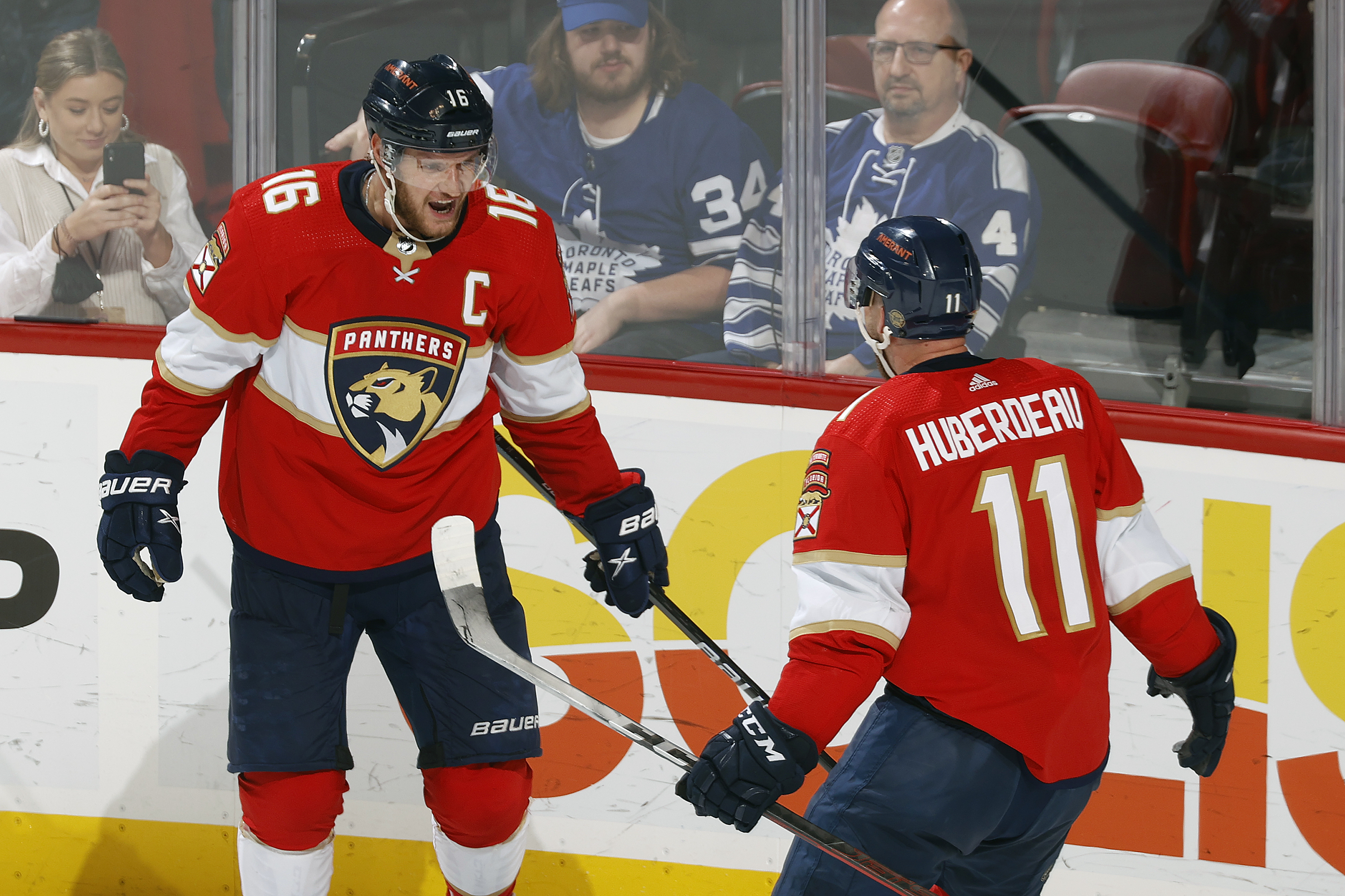 Jonathan Huberdeau celebrates