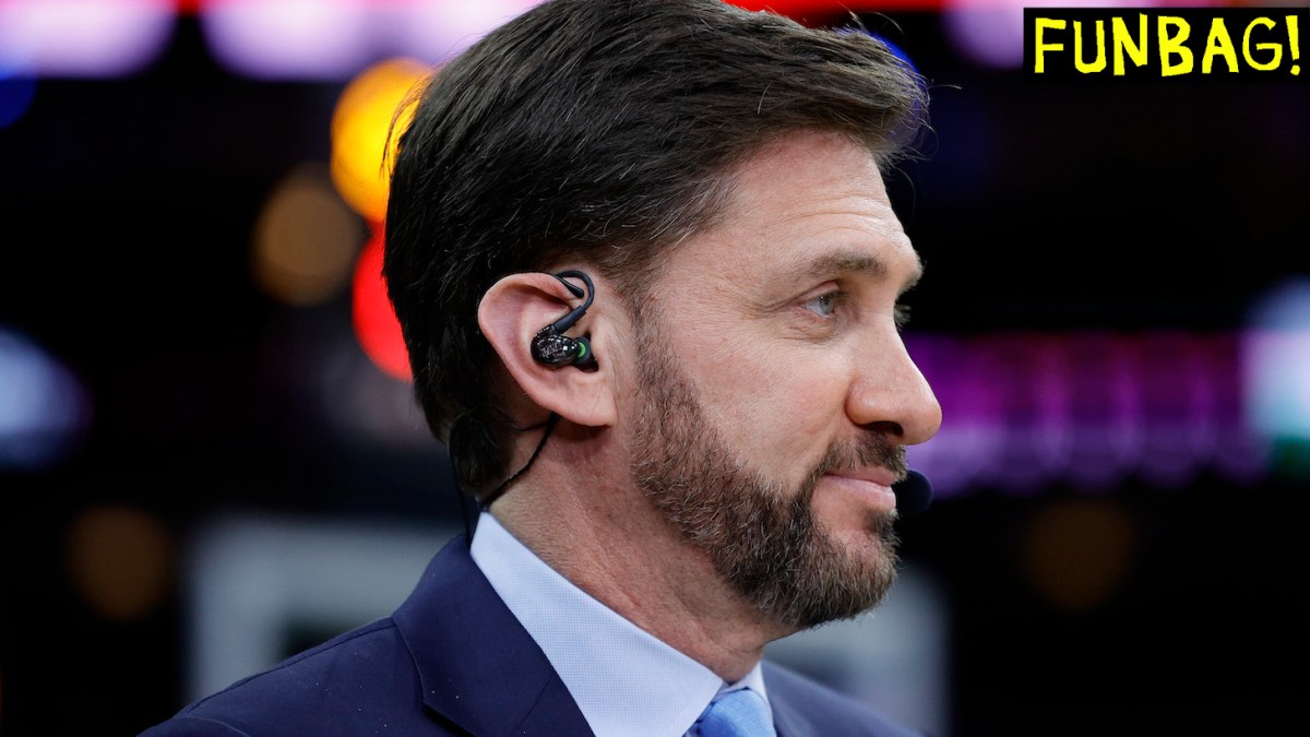 PHILADELPHIA, PENNSYLVANIA - DECEMBER 11: Mike Greenberg of ESPN looks on during a game between the Philadelphia 76ers and the Golden State Warriors at Wells Fargo Center on December 11, 2021 in Philadelphia, Pennsylvania. NOTE TO USER: User expressly acknowledges and agrees that, by downloading and or using this photograph, User is consenting to the terms and conditions of the Getty Images License Agreement. (Photo by Tim Nwachukwu/Getty Images)