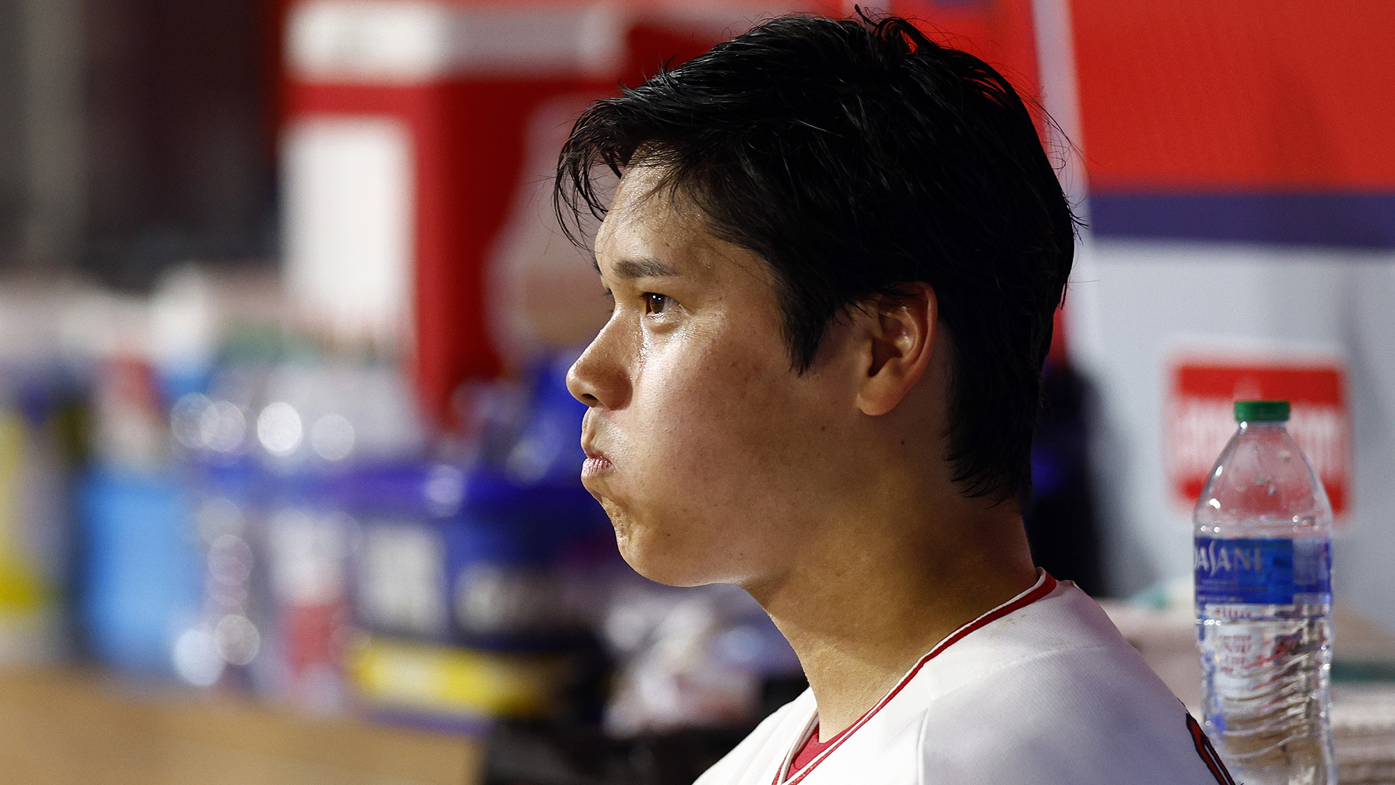 Shohei Ohtani #17 of the Los Angeles Angels on Opening Day at Angel Stadium of Anaheim on April 07, 2022 in Anaheim, California.