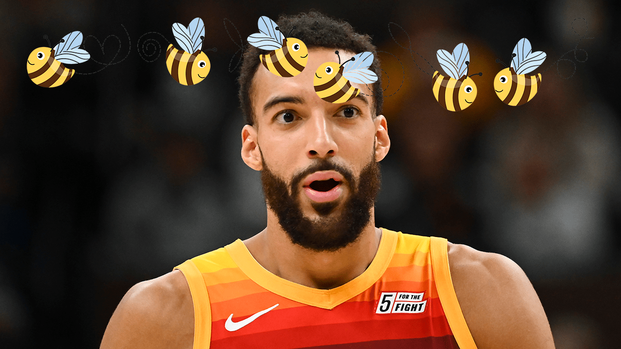 Rudy Gobert and some cartoon bees