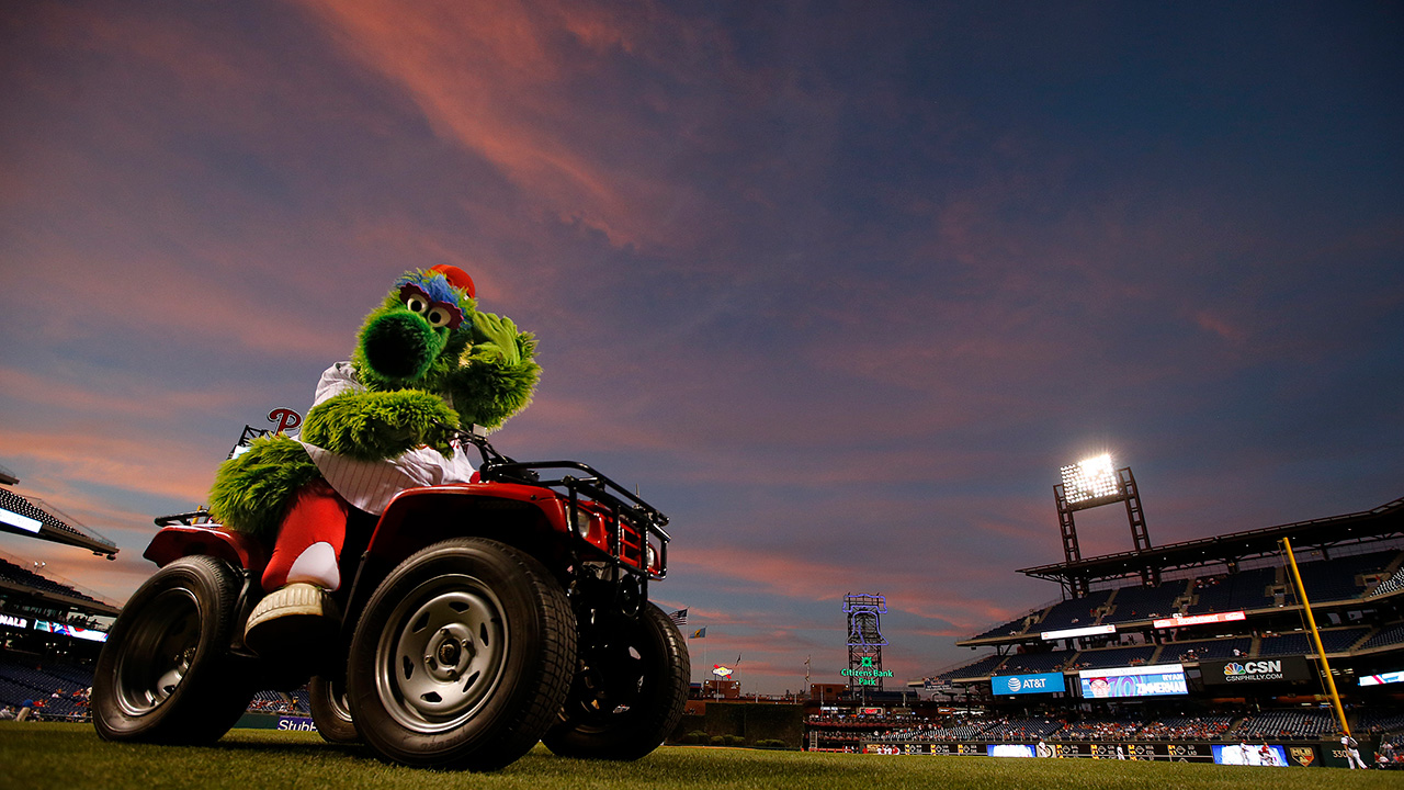 The Phillie Phanatic on an ATV
