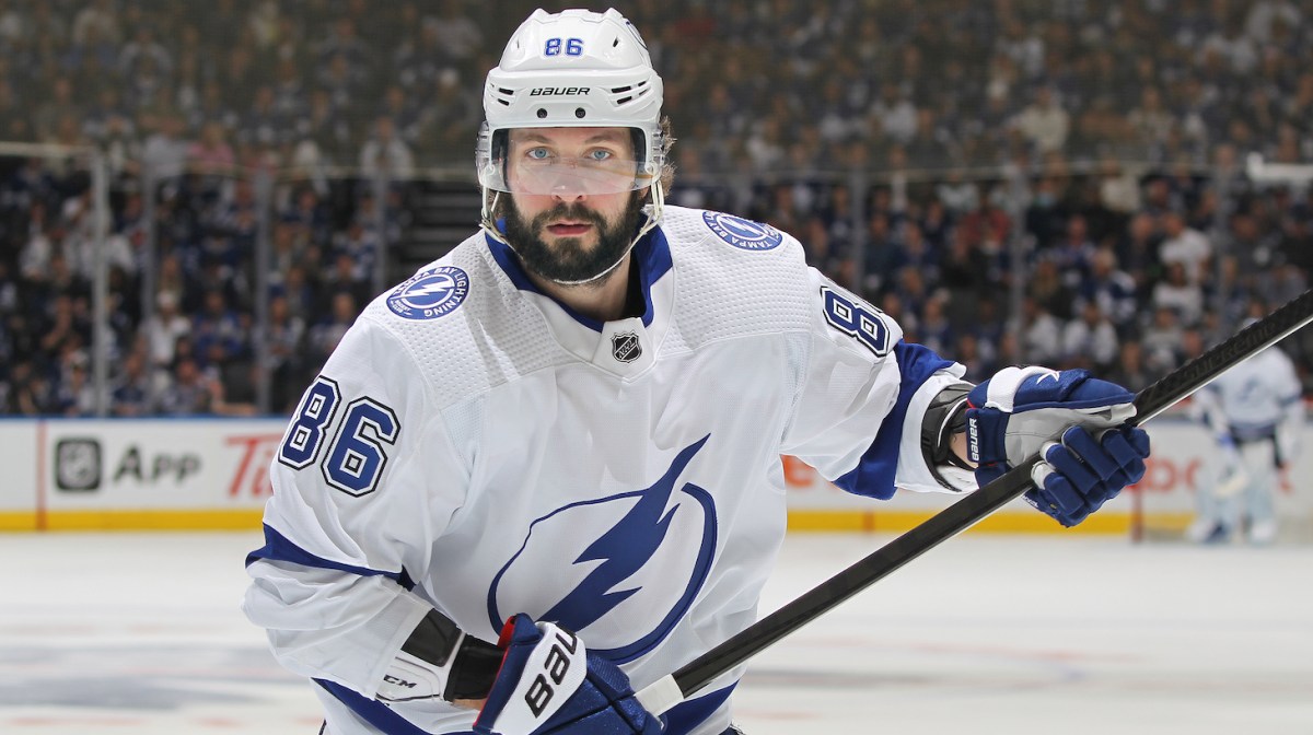 TORONTO, ON - MAY 14: Nikita Kucherov #86 of the Tampa Bay Lightning skates against the Toronto Maple Leafs during Game Seven of the First Round of the 2022 Stanley Cup Playoffs at Scotiabank Arena on May 14, 2022 in Toronto, Ontario, Canada. ( Photo by Claus Andersen/Getty images) *** Local Caption *** Nikita Kucherov