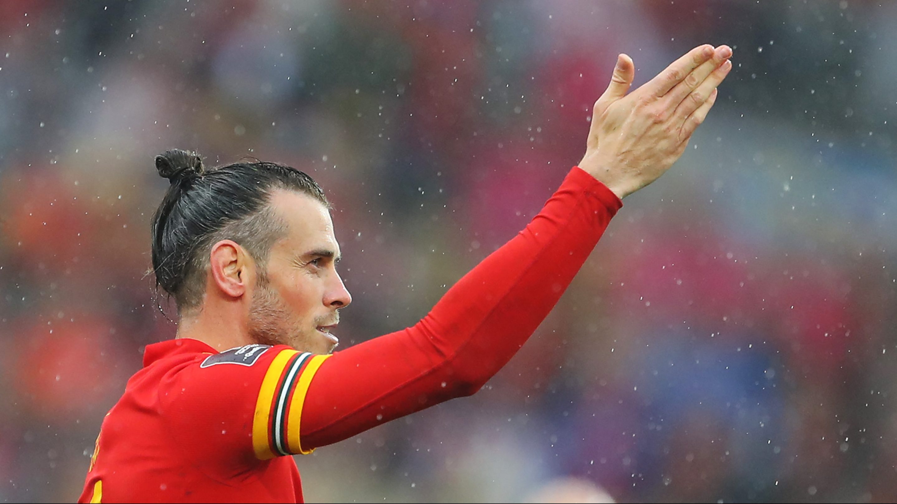 Wales' striker Gareth Bale celebrates after winning the FIFA World Cup 2022 play-off final qualifier football match between Wales and Ukraine at the Cardiff City Stadium in Cardiff, south Wales, on June 5, 2022.