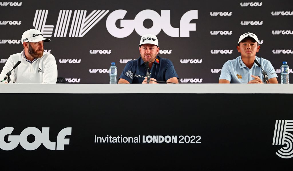 golfers at LIV Golf press conference